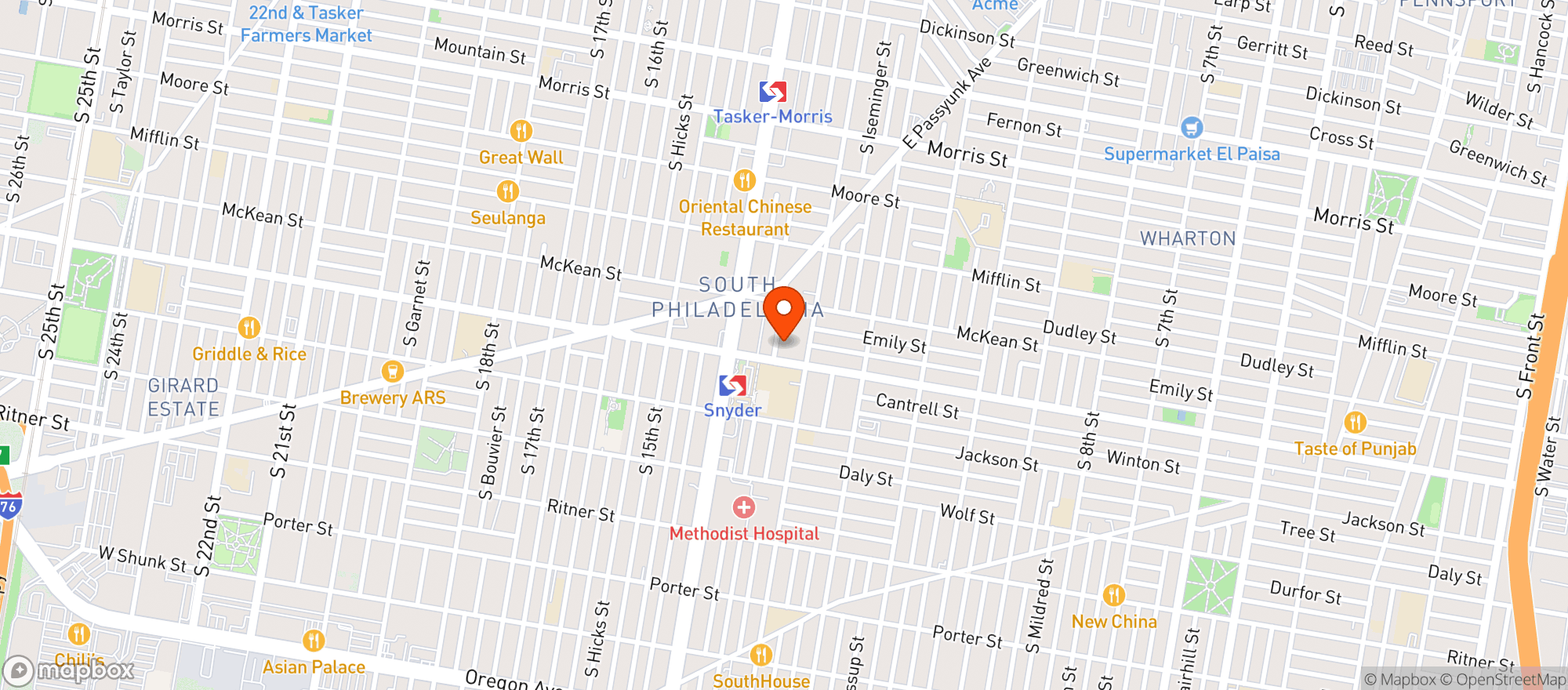 Map showing South Philly Food Co-Op