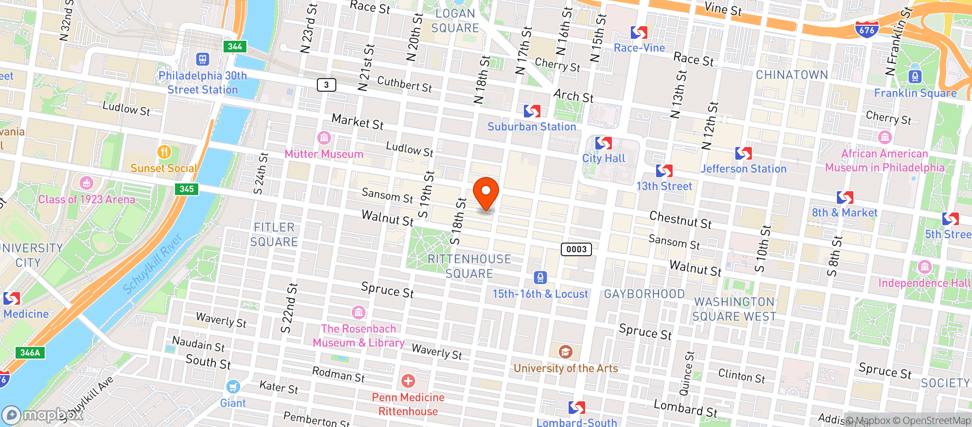 Map showing THE FOODERY AT RITTENHOUSE