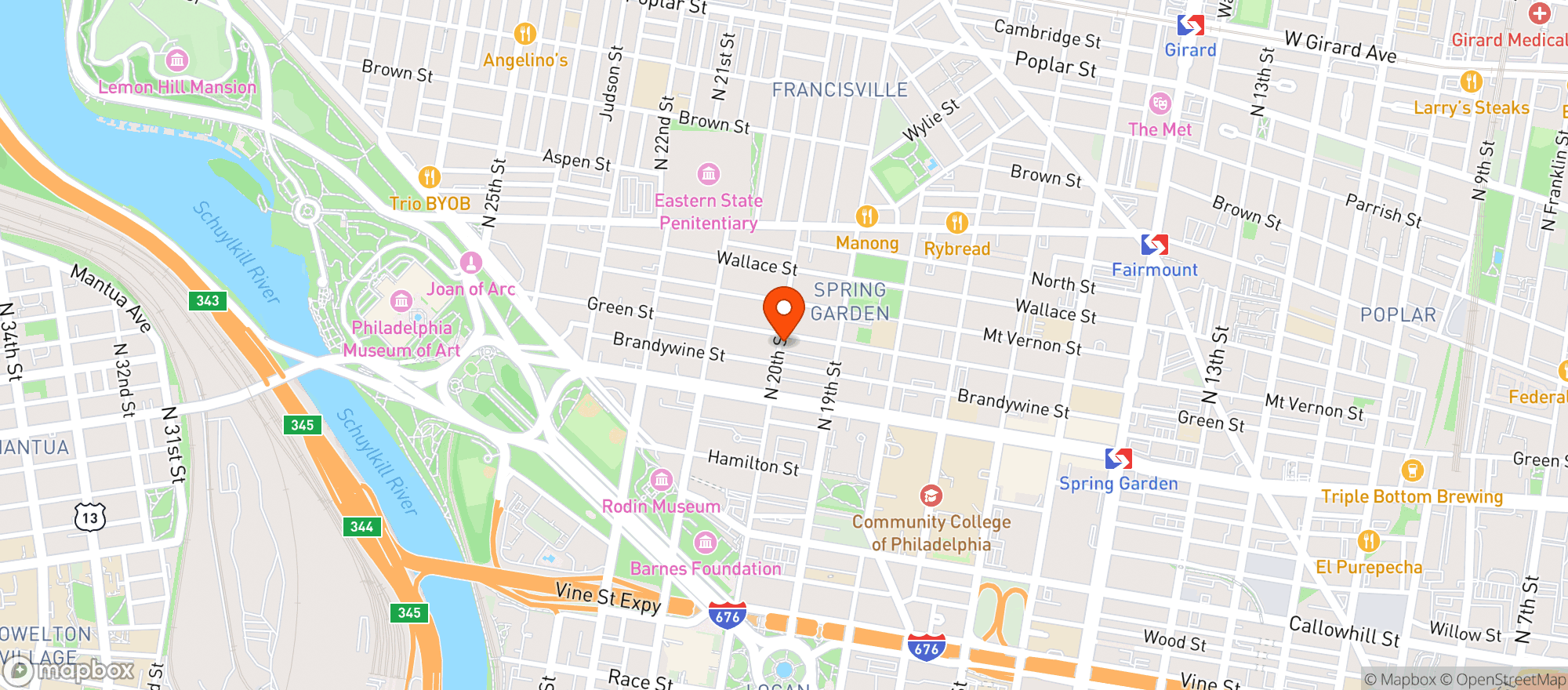 Map showing Green Room