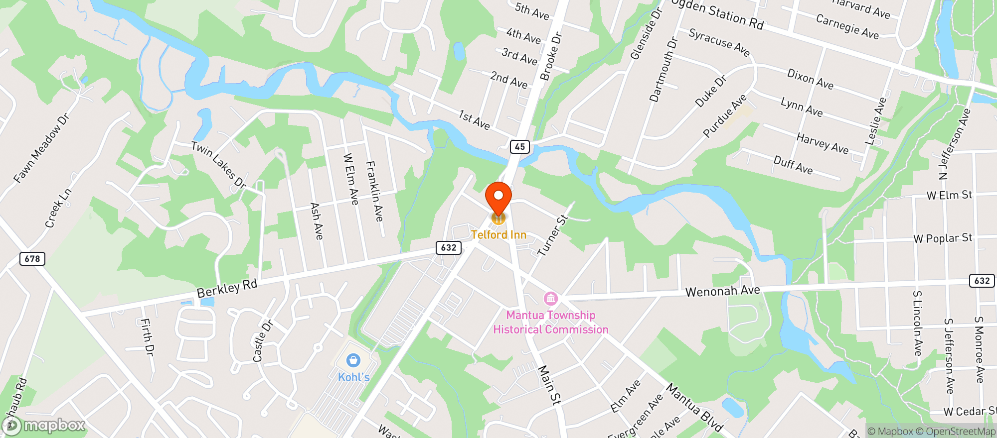 Map showing THE TELFORD INN
