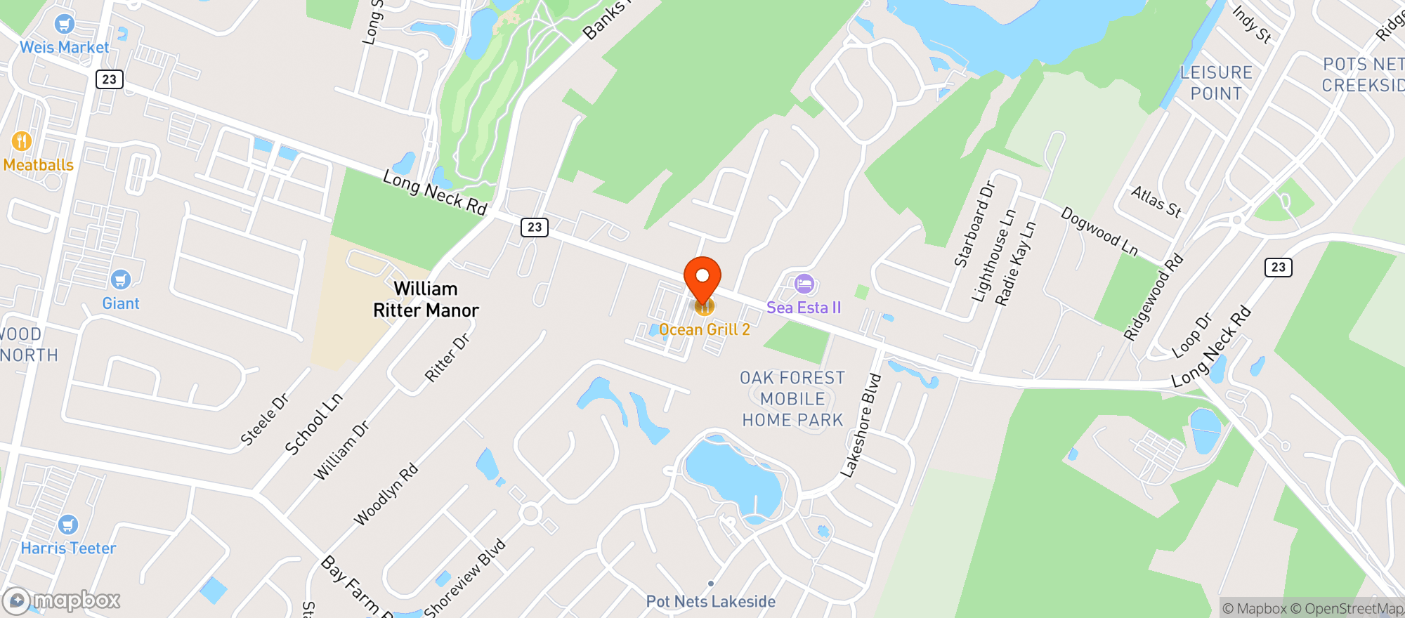 Map showing Ocean Grill