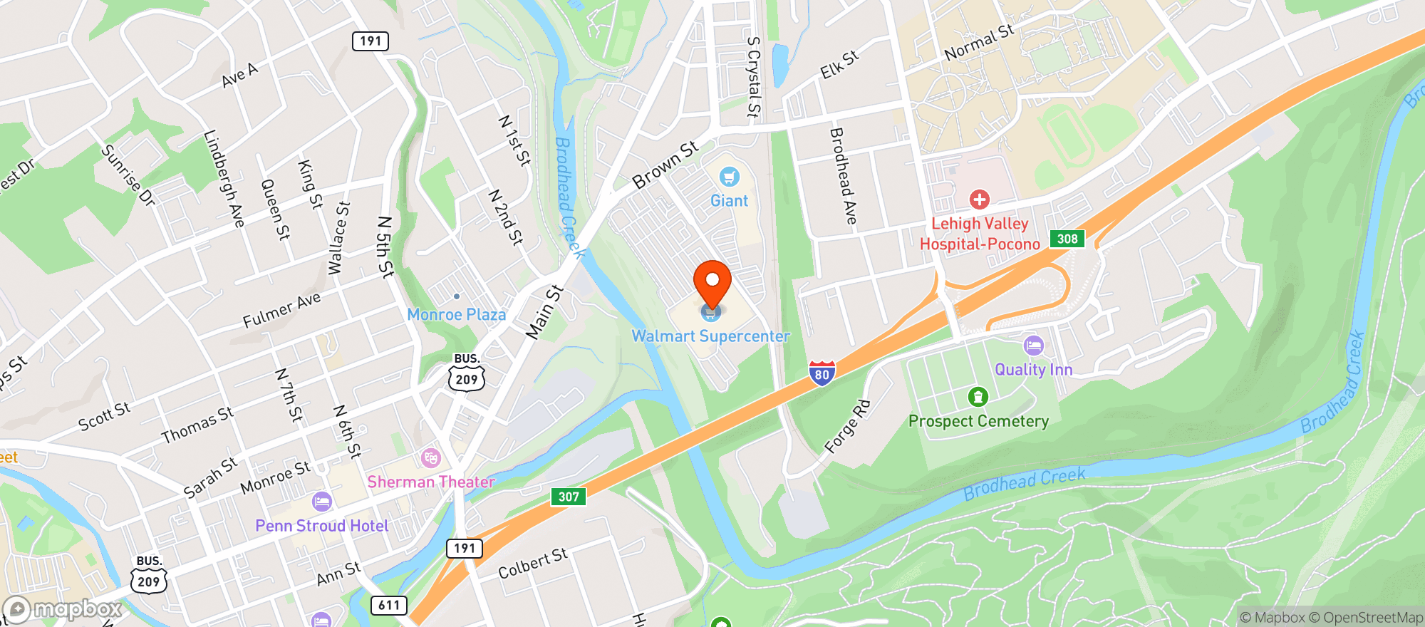 Map showing WALMART SUPERCENTER