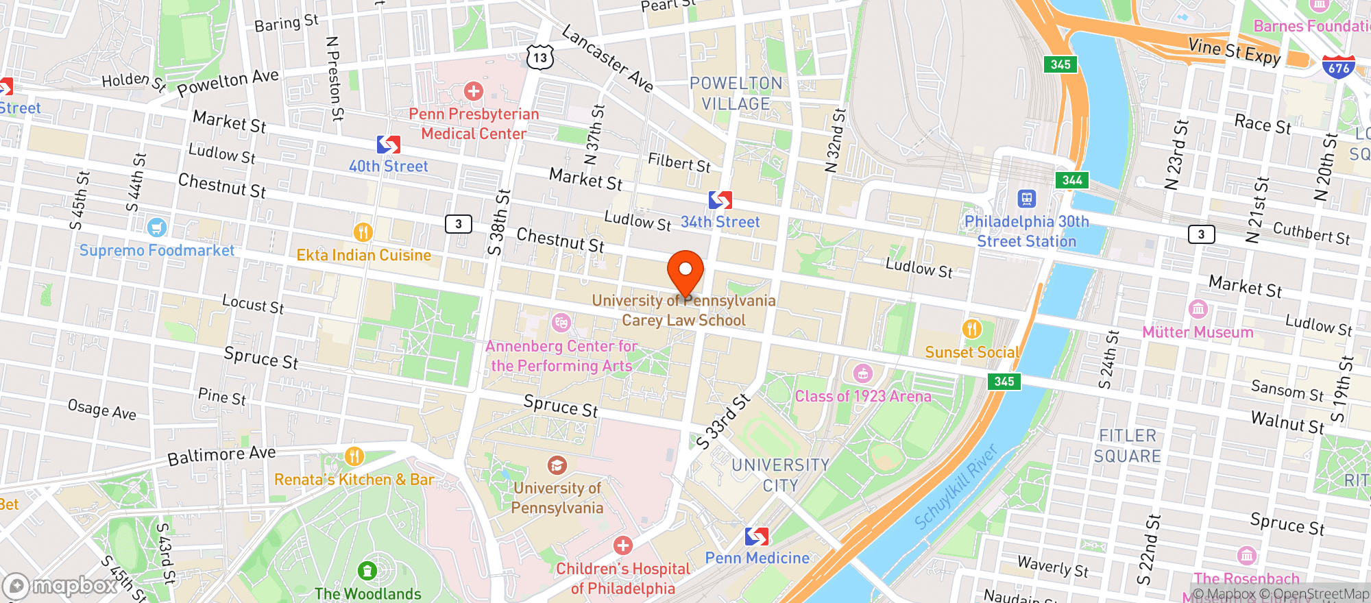 Map showing New Deck Tavern