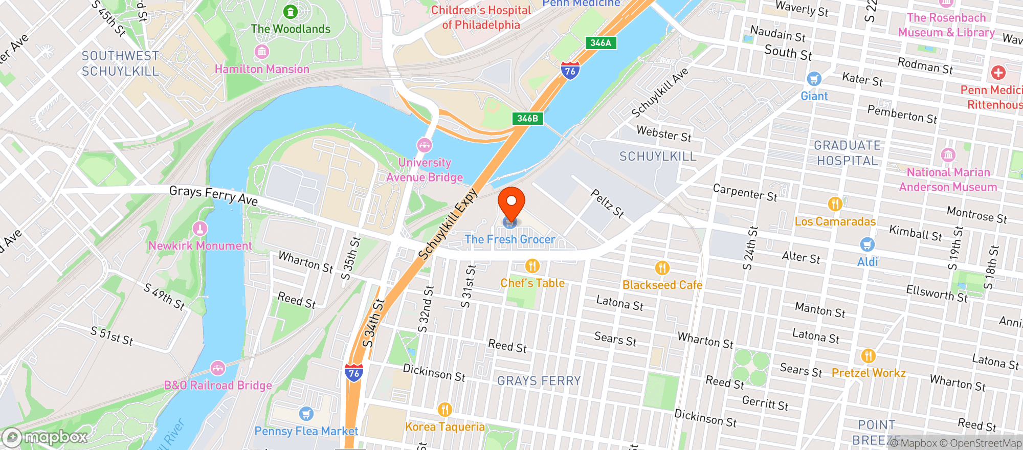 Map showing THE FRESH GROCER #459