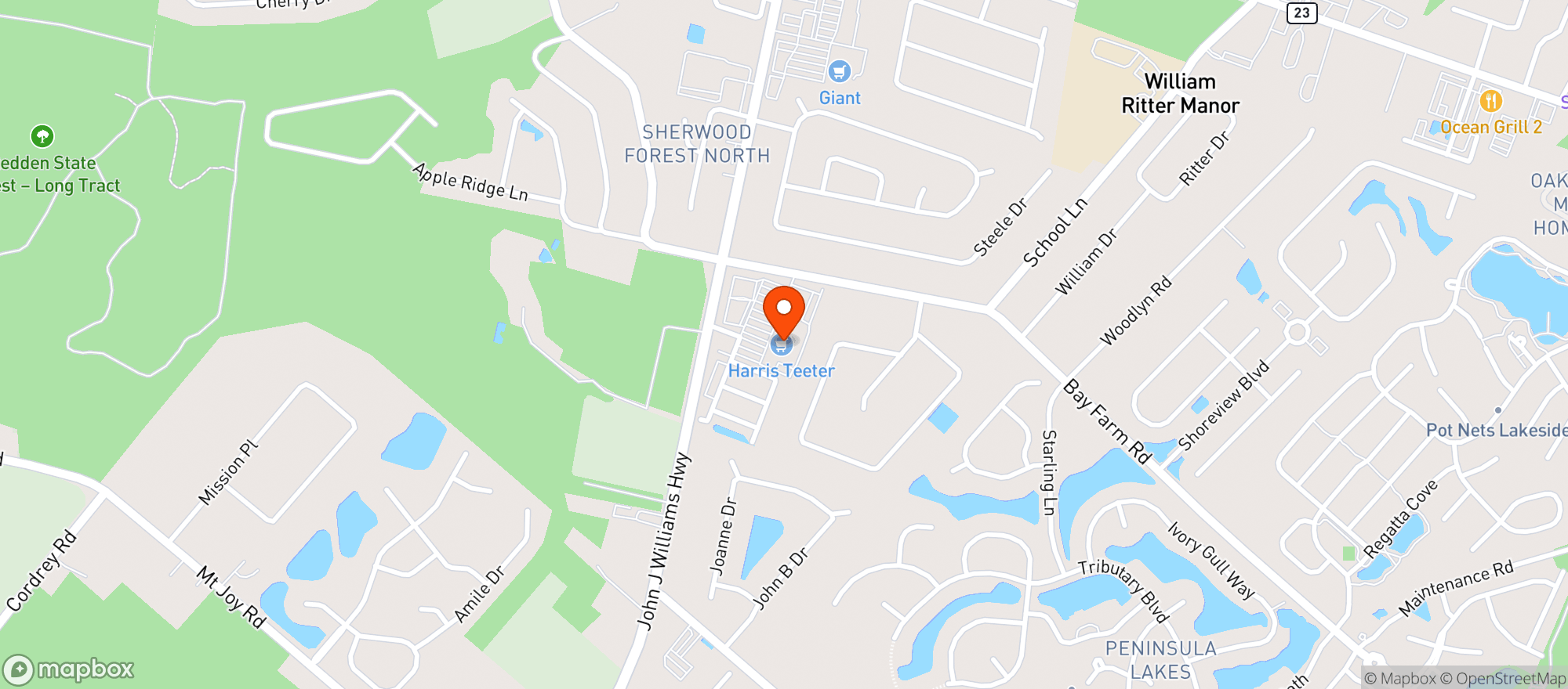 Map showing HARRIS TEETER (LONG NECK)