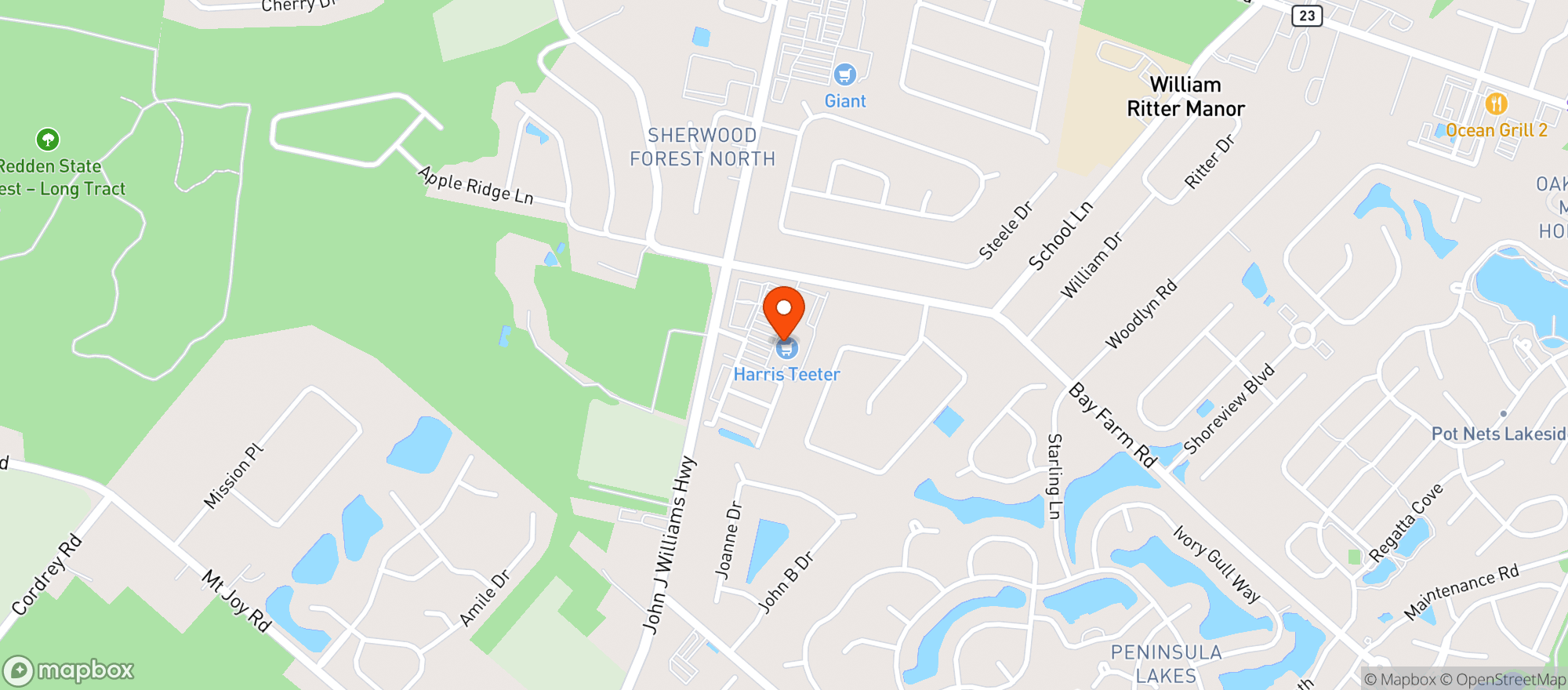 Map showing Harris Teeter