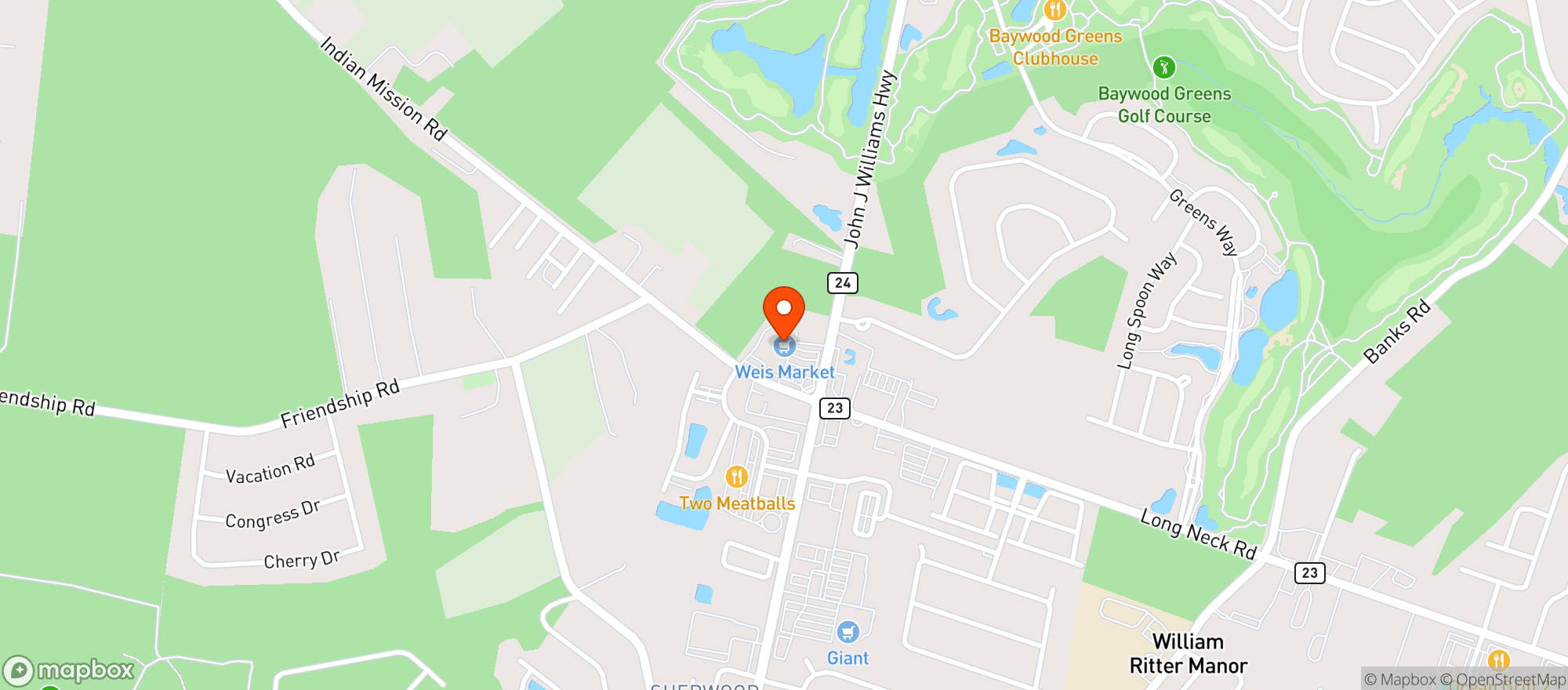Map showing Weis Markets