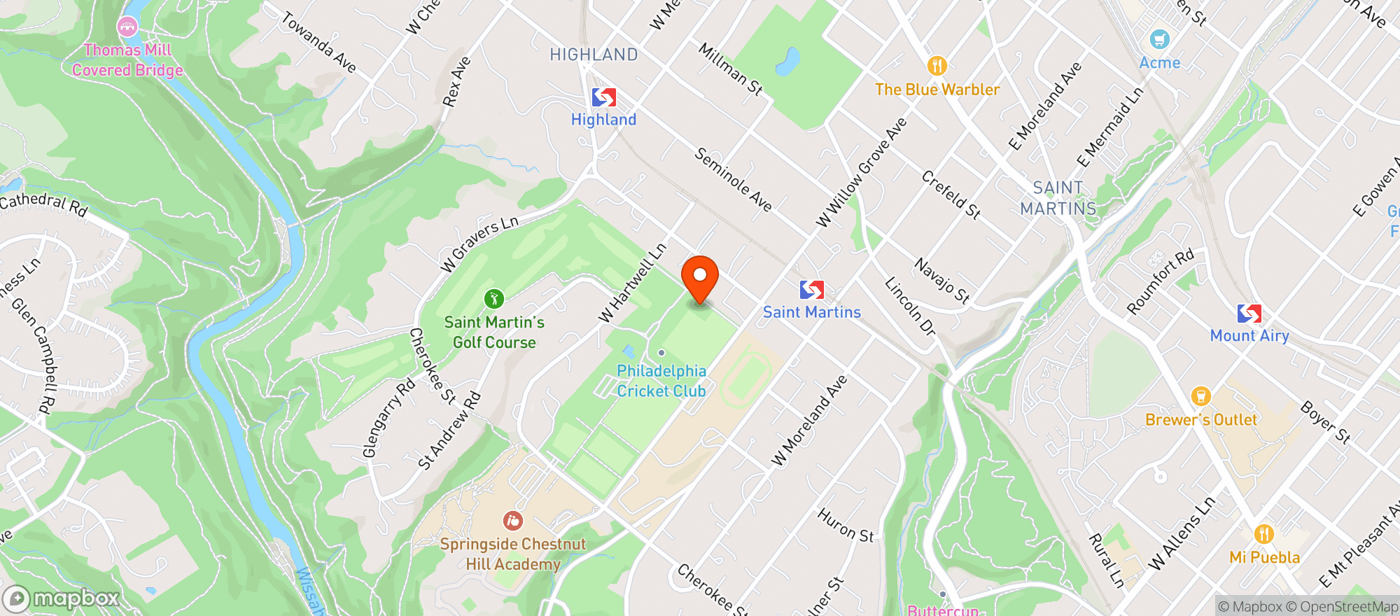 Map showing Philadelphia Cricket Club