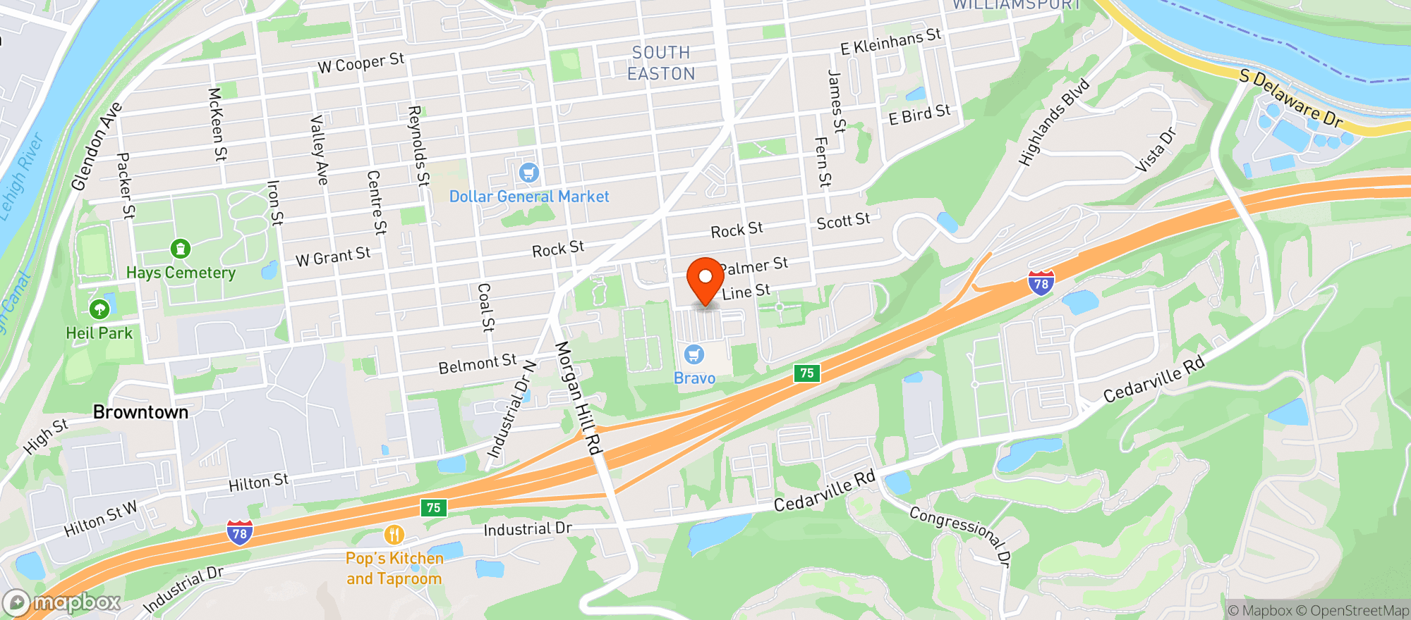 Map showing Easton Food Market