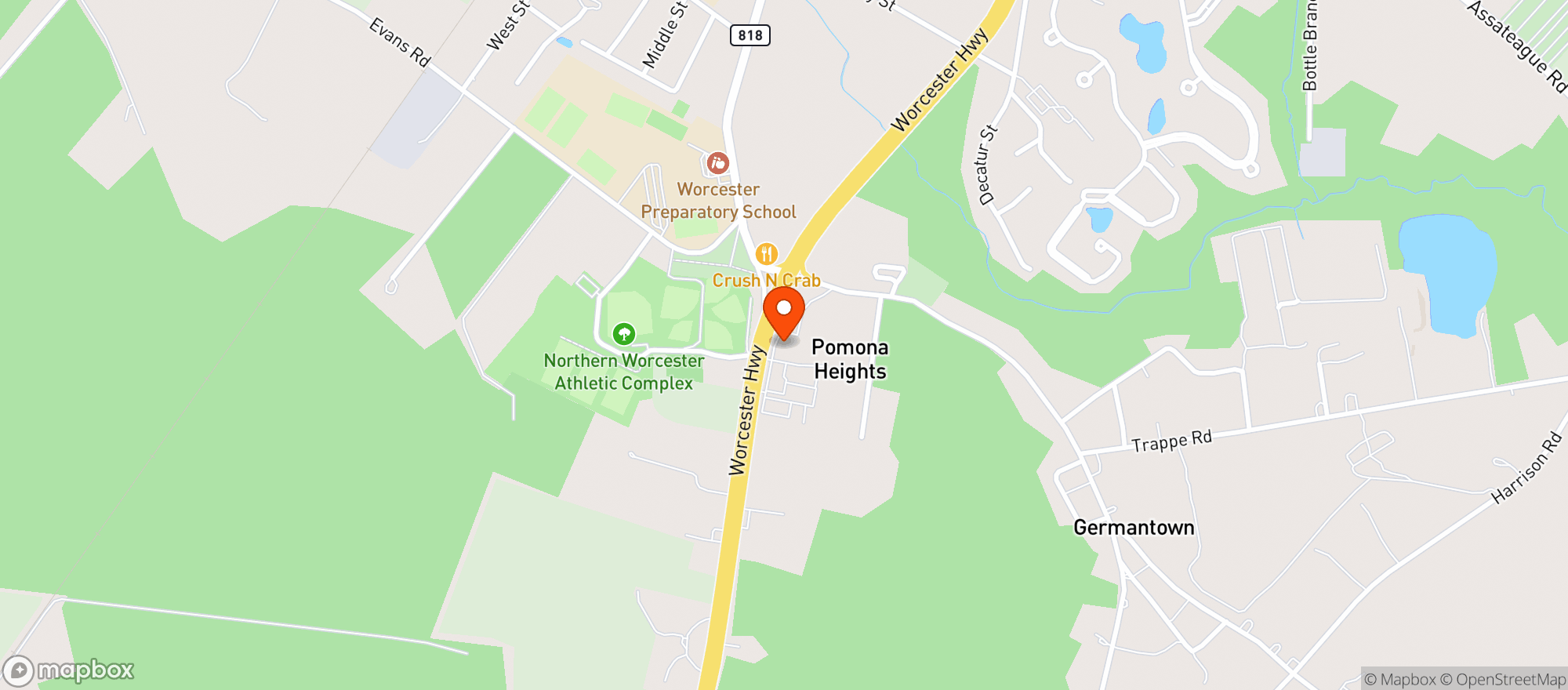 Map showing Pitt Stop Beer and Wine