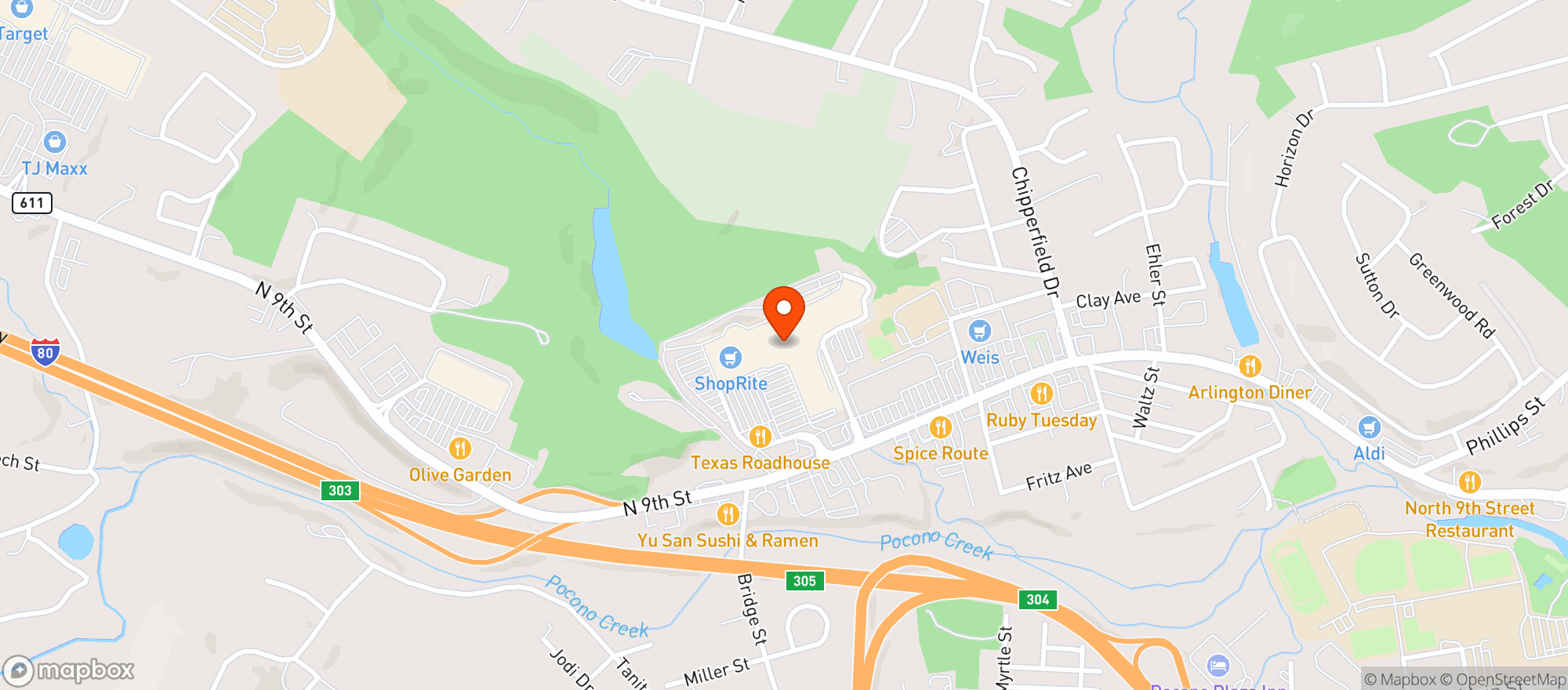 Map showing Vitamin Shoppe - Stroudsburg