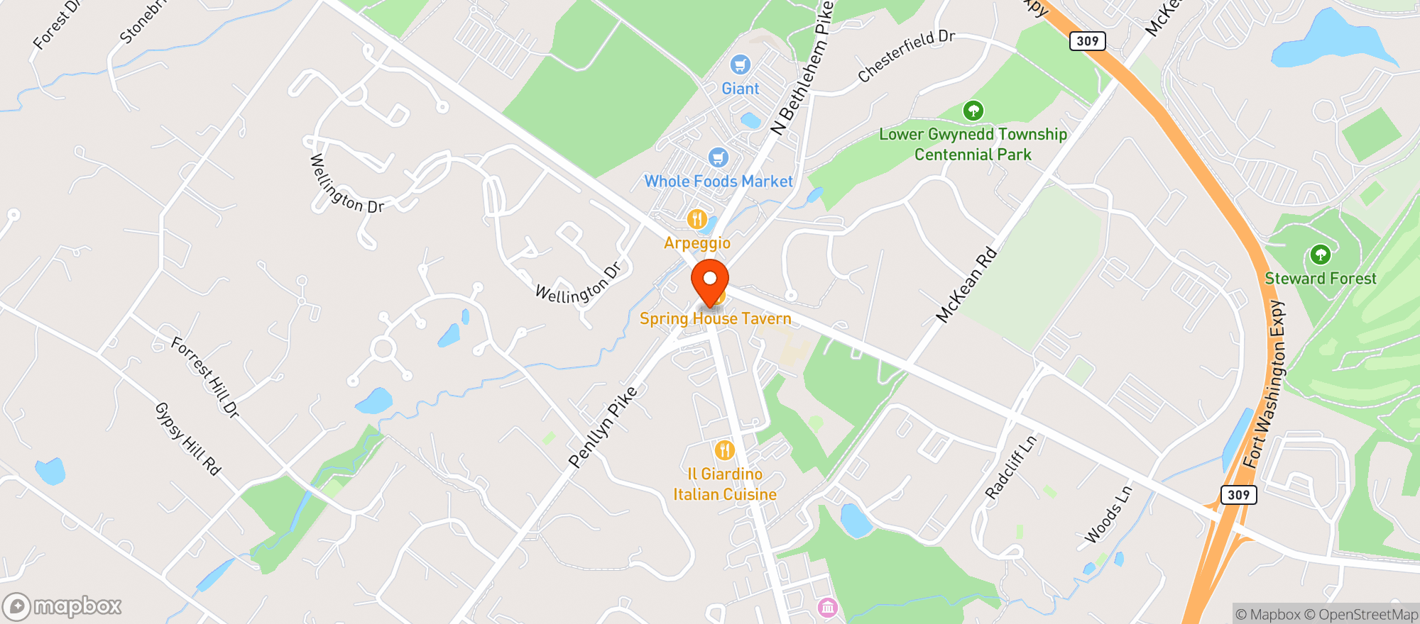 Map showing Spring House Tavern