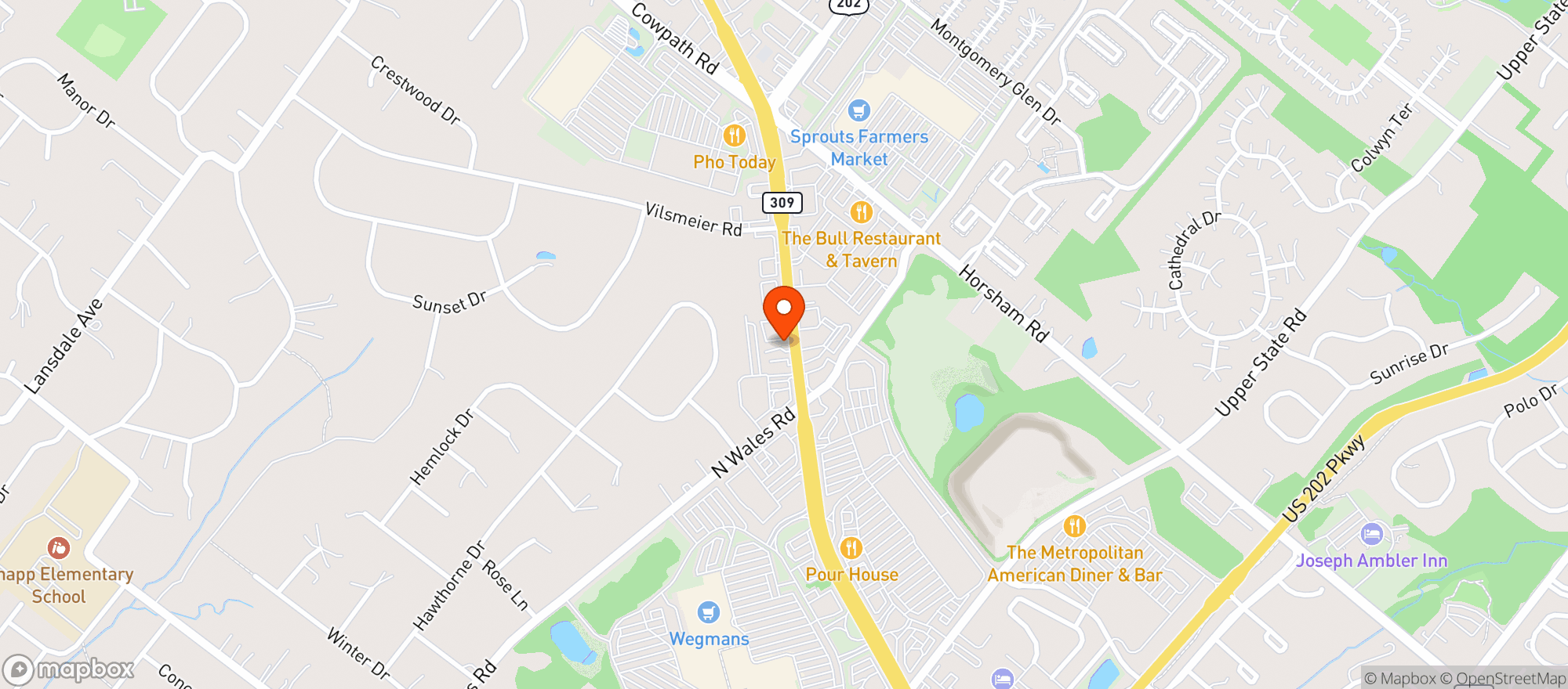 Map showing Paper and Leaf Montgomeryville