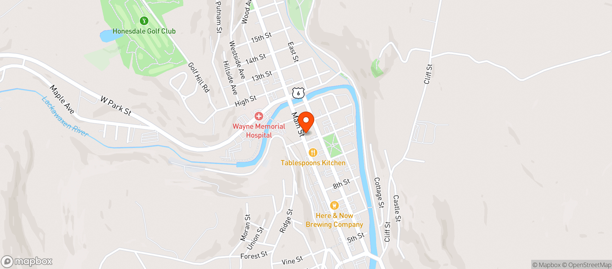 Map showing Gather - Honesdale