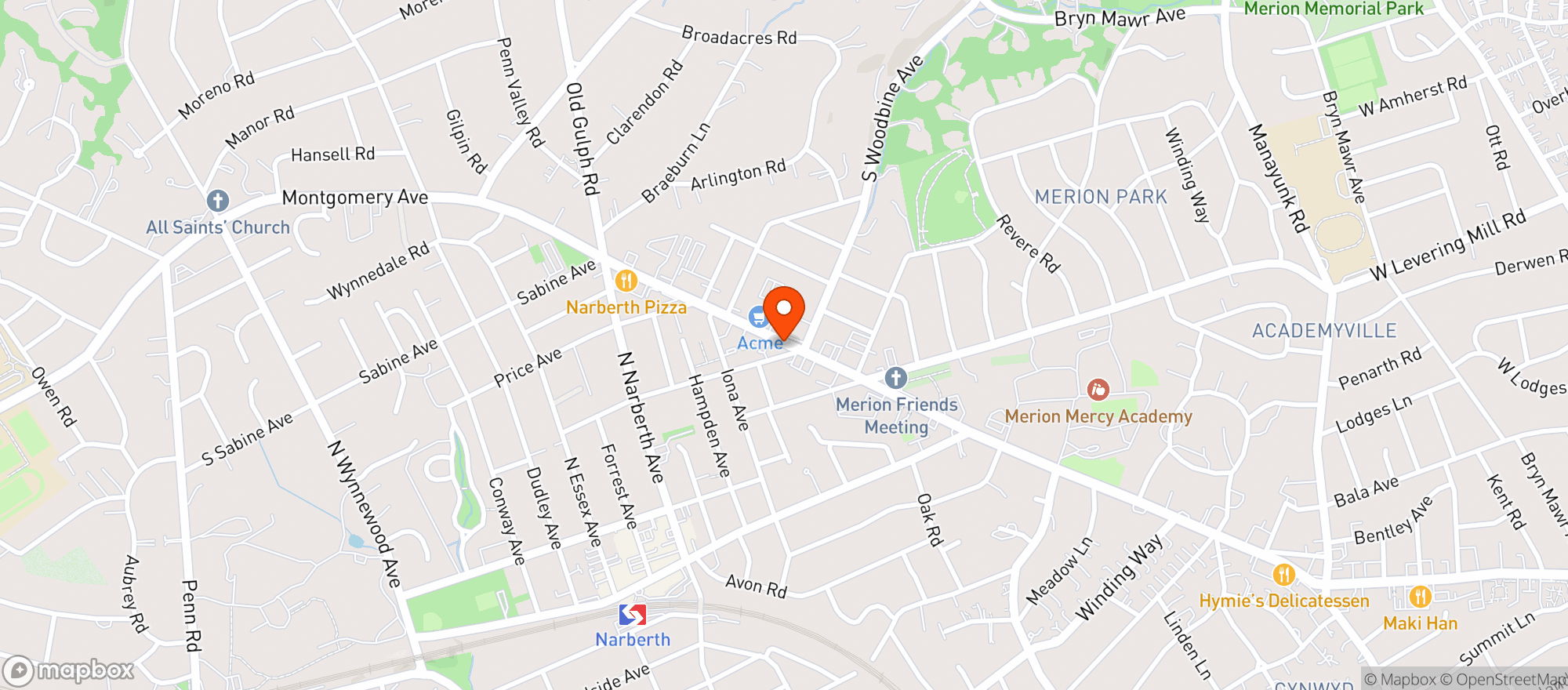 Map showing Narberth Beverage