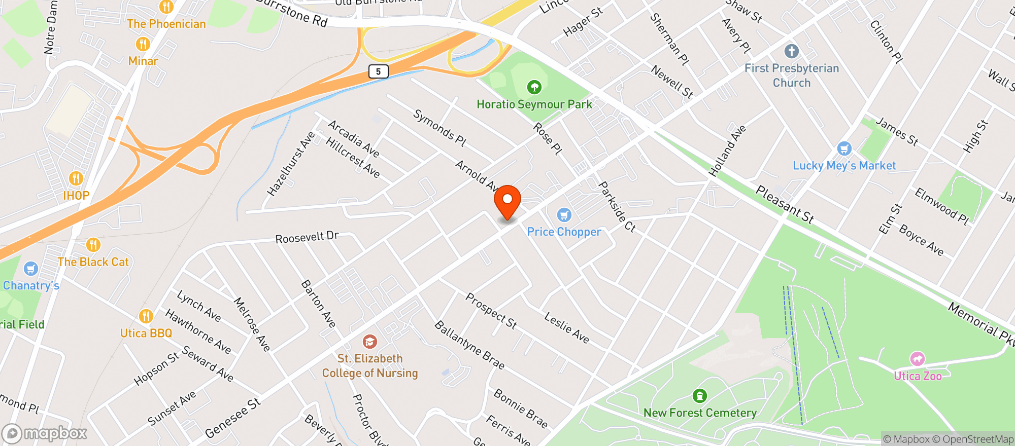 Map showing The Green Onion Pub