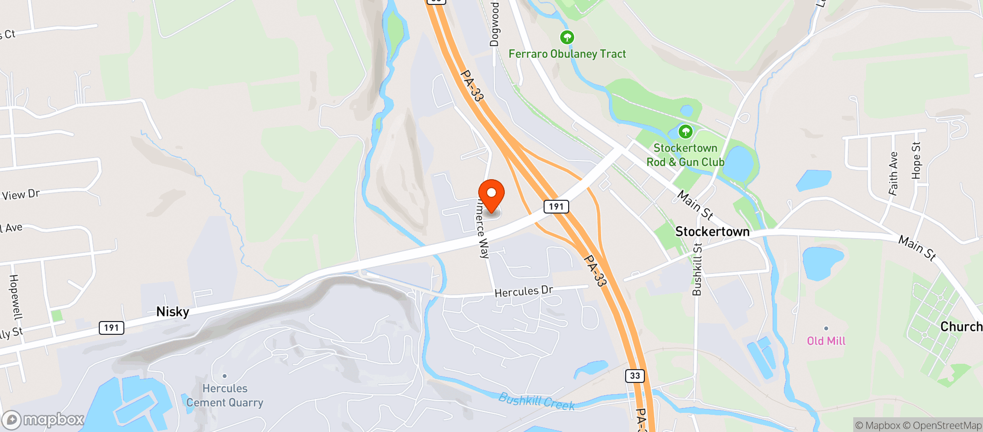 Map showing Sunoco Stockertown