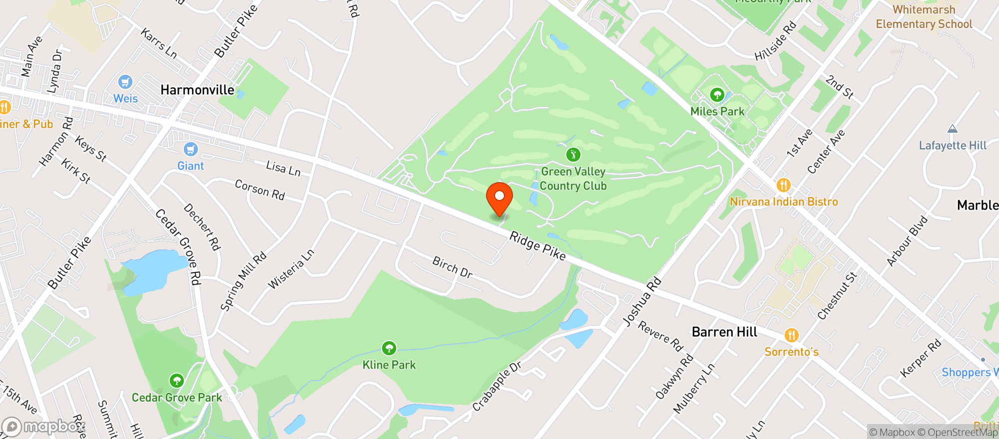 Map showing Green Valley Country Club