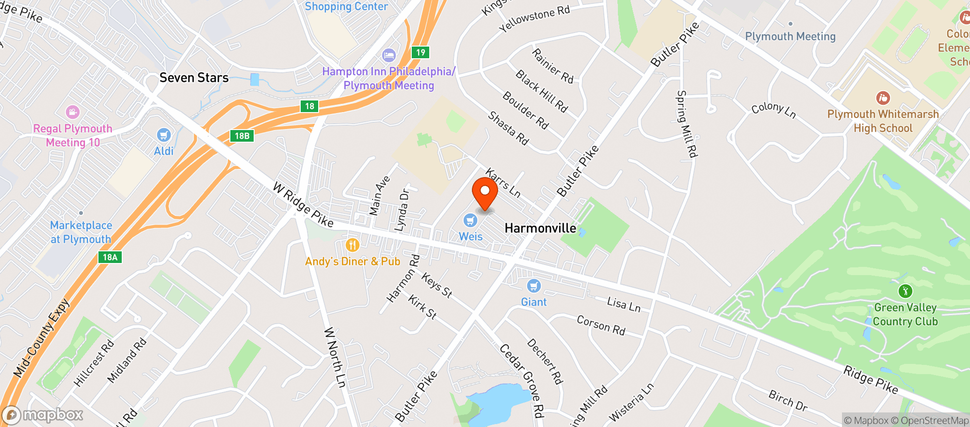 Map showing Weis Markets
