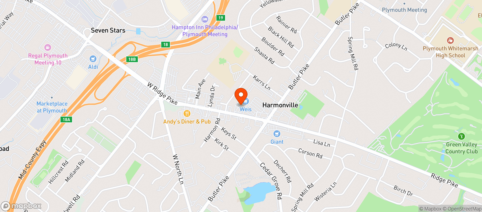 Map showing Pj Whelihans Pub & Restaurant