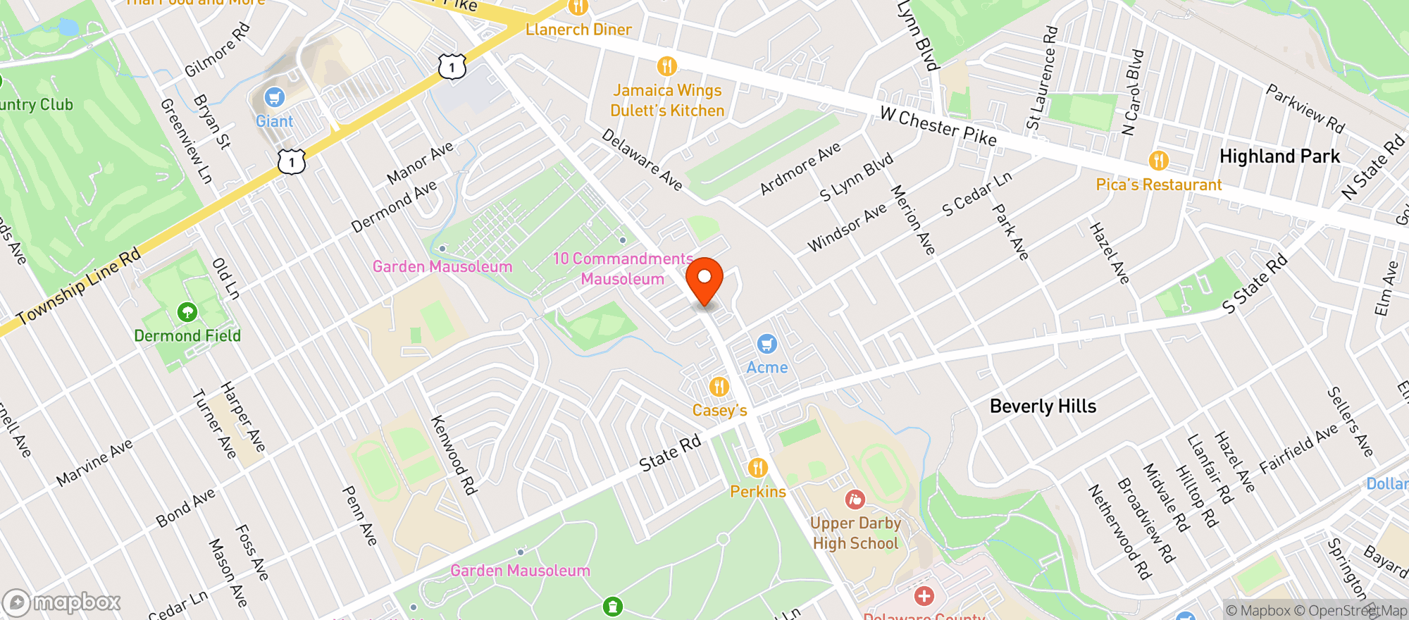 Map showing THE FROSTED MUG