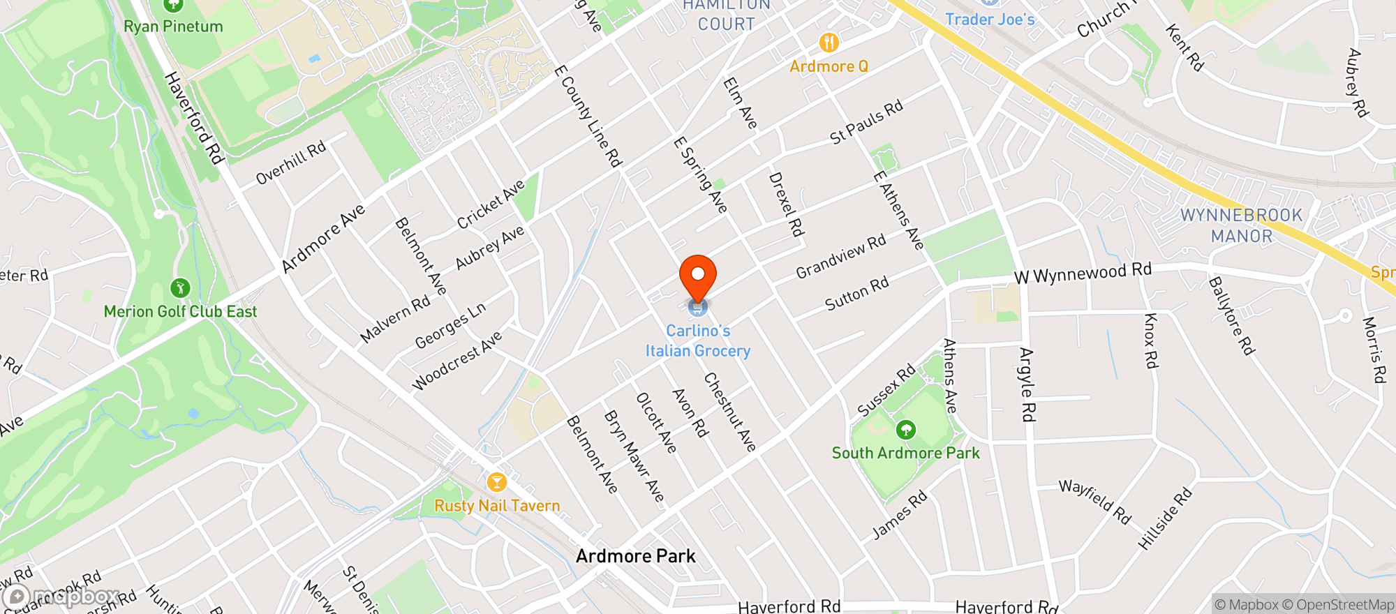 Map showing Carlino's Specialty Foods