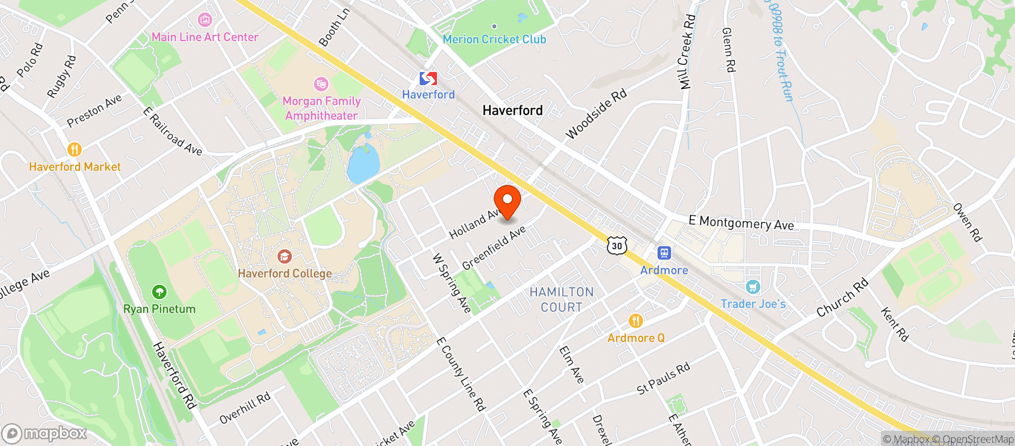 Map showing Lower Merion Beverage Co