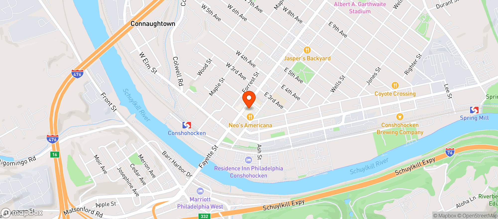 Map showing Flanigan's Boathouse