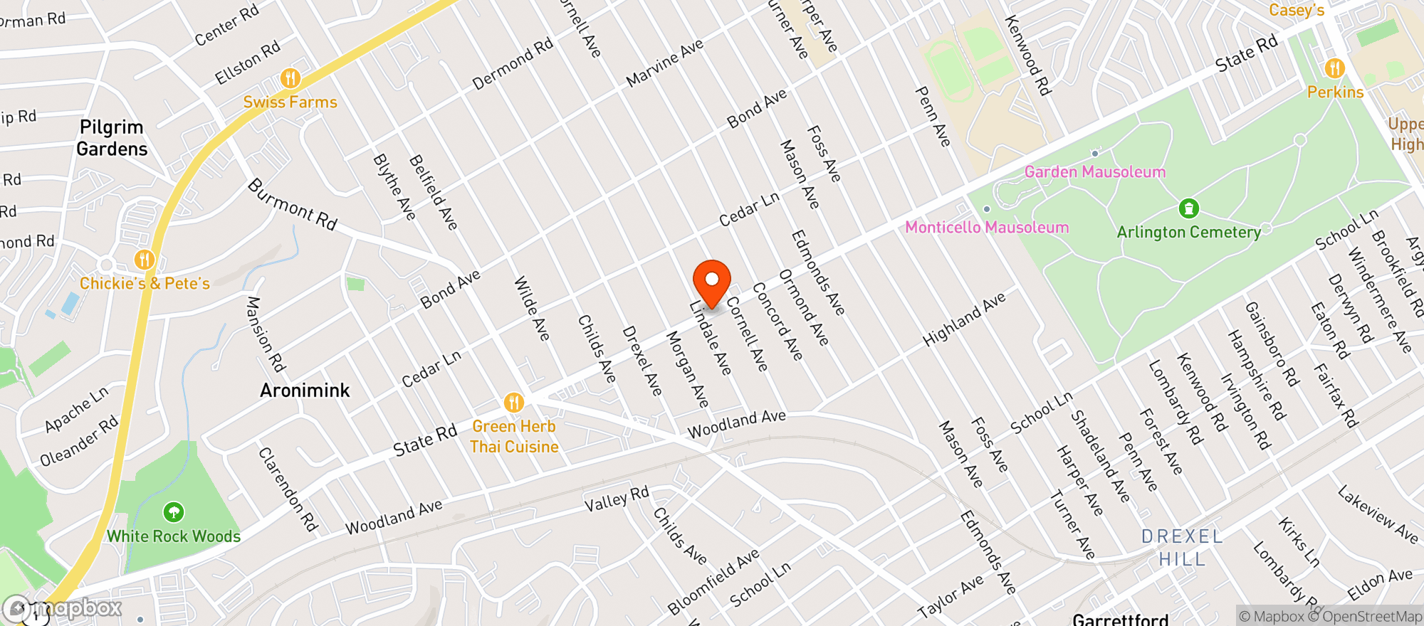 Map showing Civera's Deli
