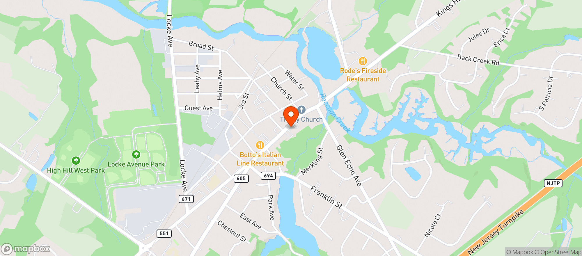 Map showing Swedesboro Liquors