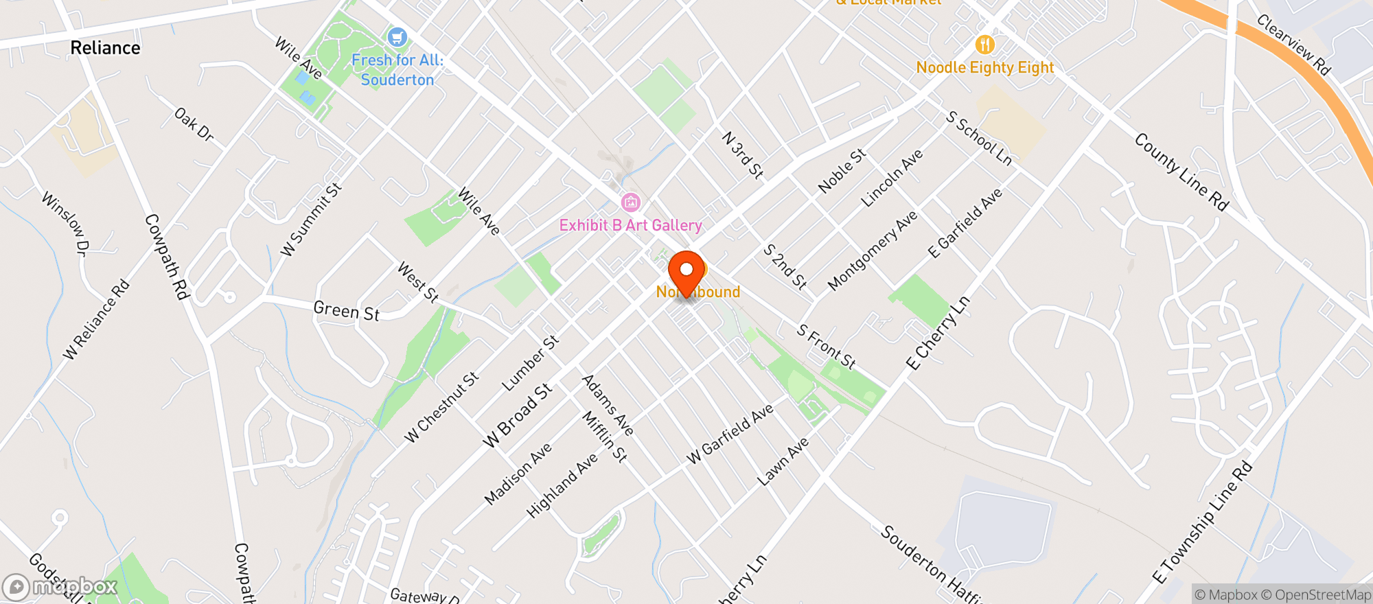 Map showing North Penn Beverage