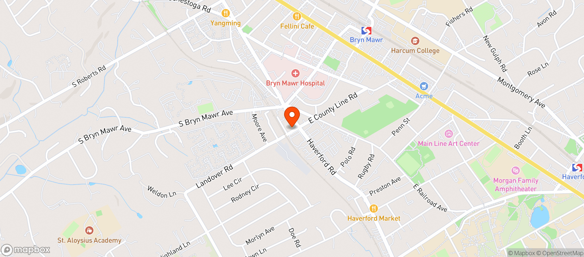 Map showing Bryn Mawr Beverage
