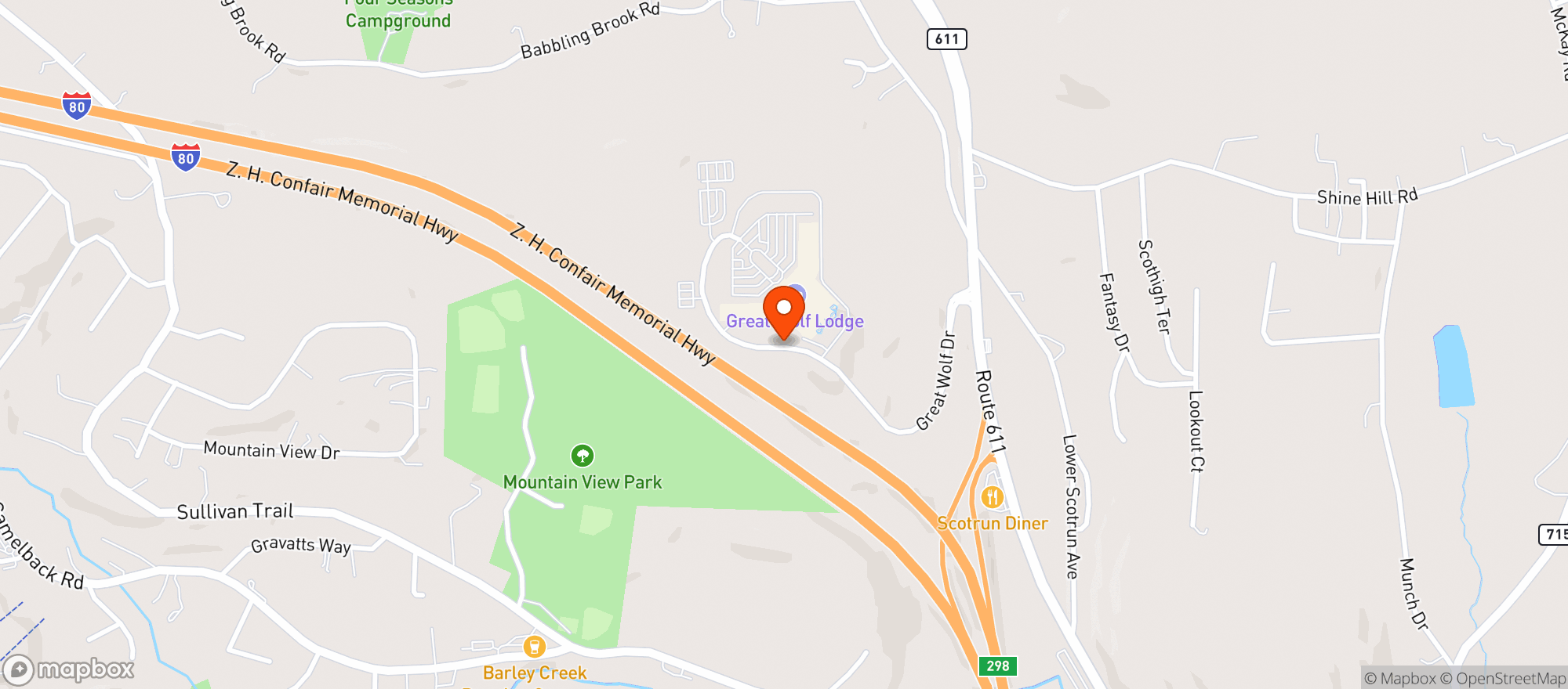 Map showing Great Wolf Lodge