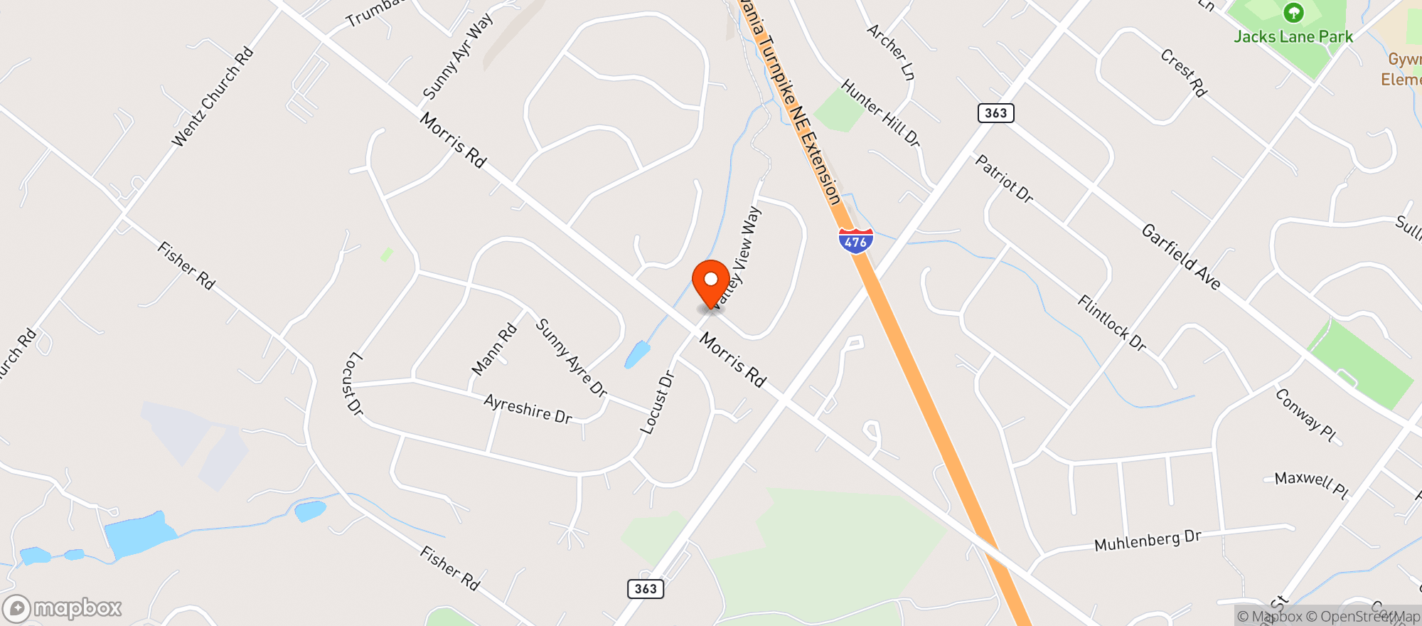 Map showing Skippack CBD