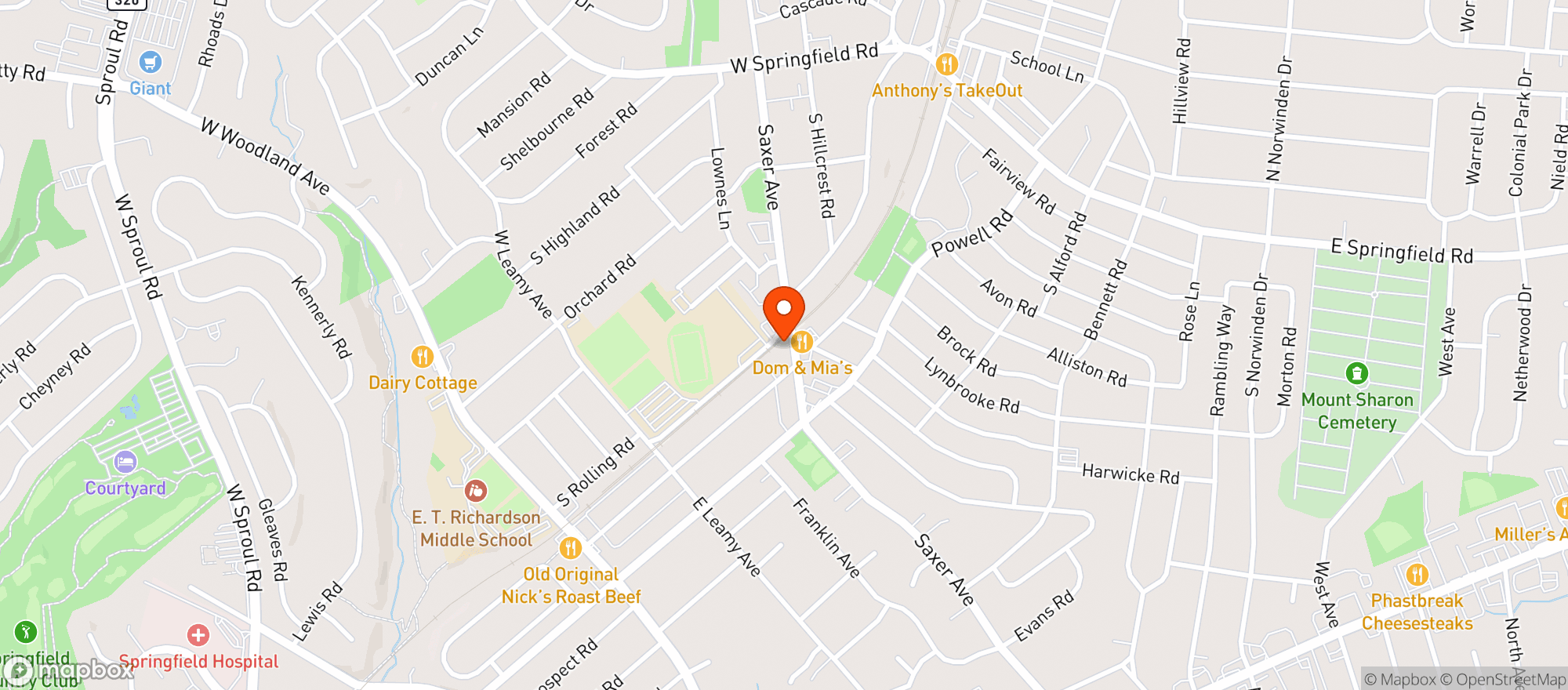 Map showing Saxers Pub & Restaurant