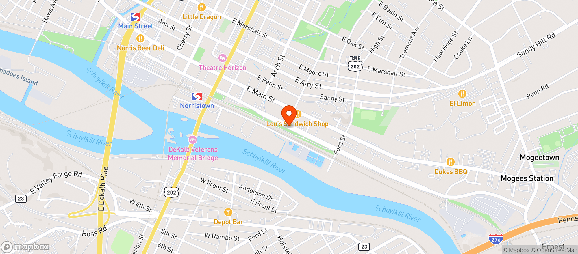 Map showing Norristown Beer