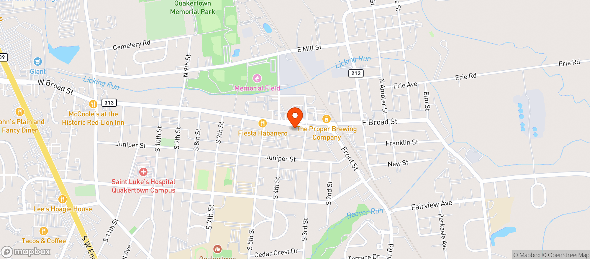 Map showing Quakertown Alive