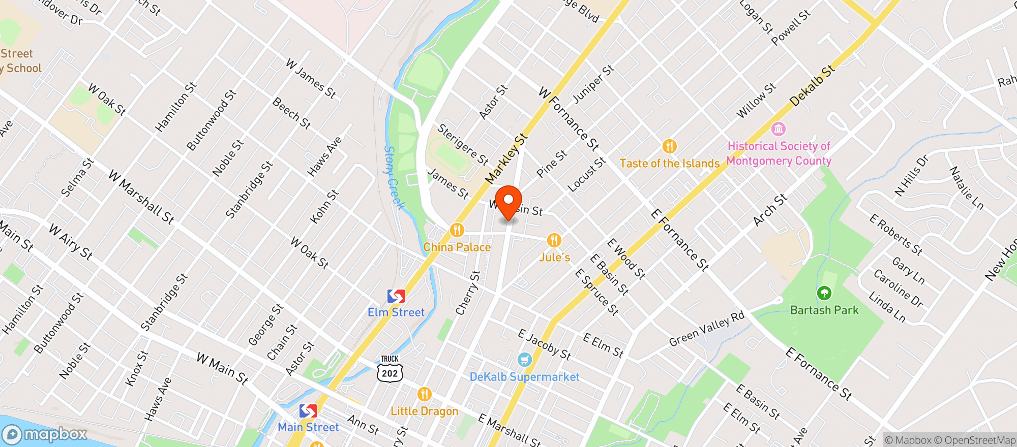 Map showing Worcester Bev.co.