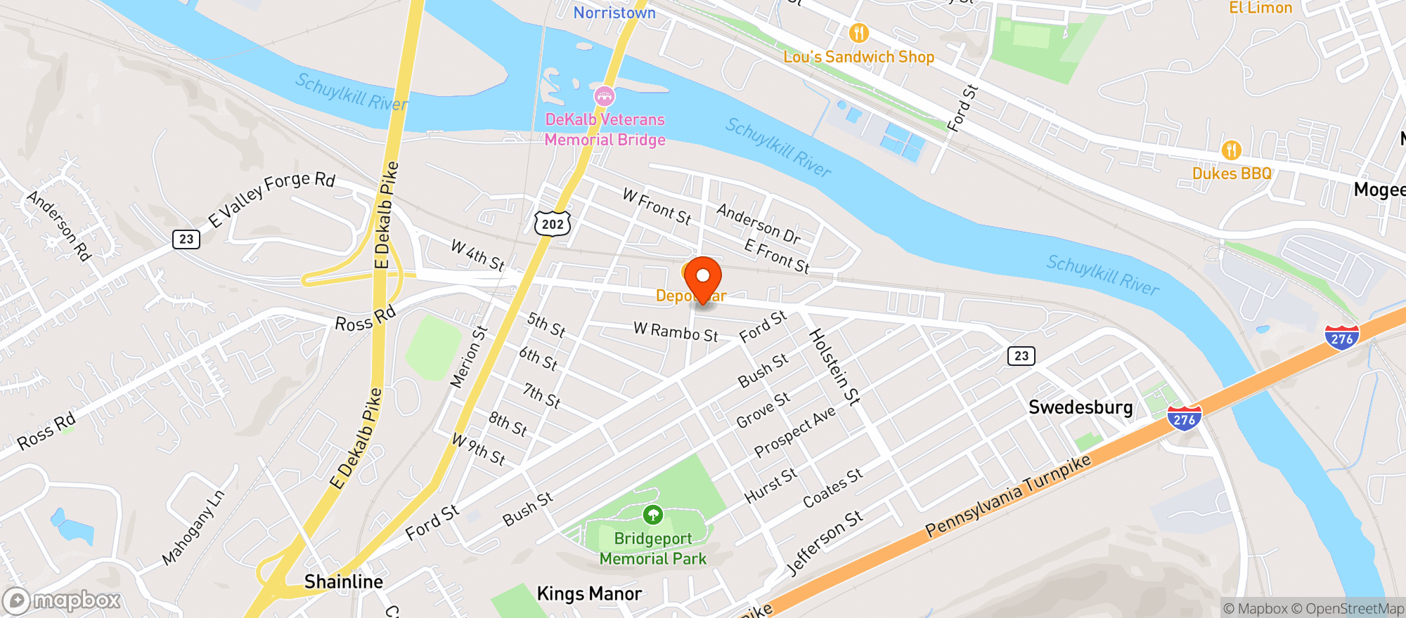 Map showing Bridgeport Beer Company
