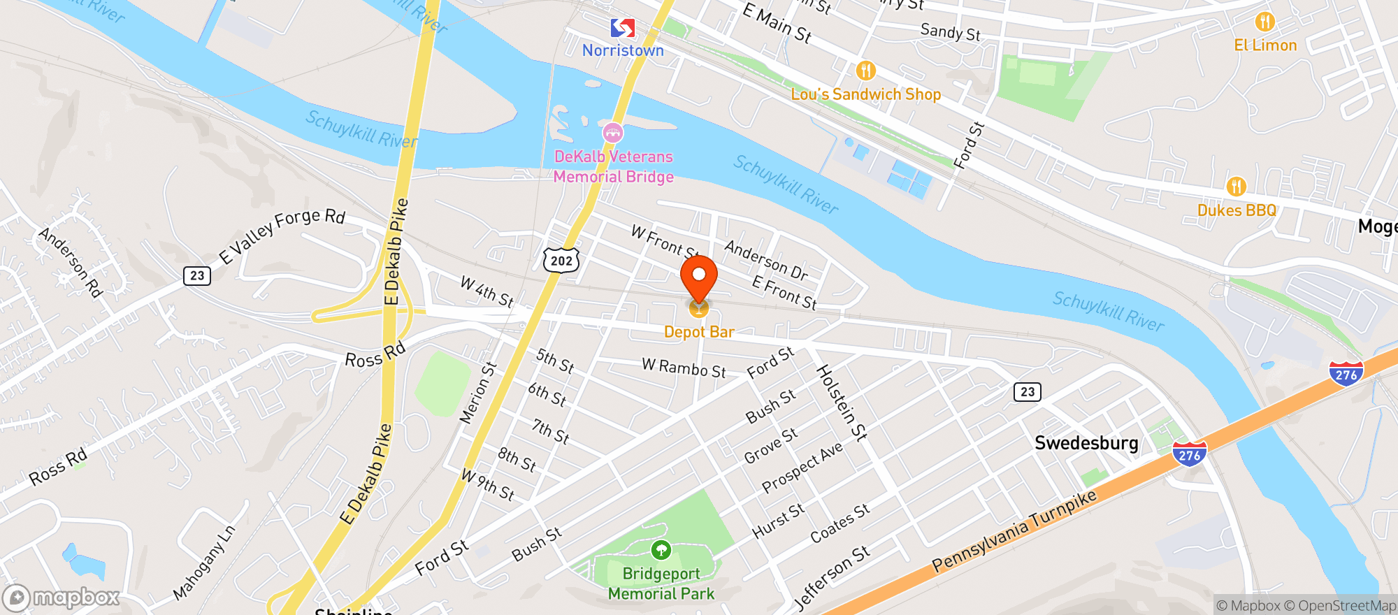 Map showing Depot Street Bar
