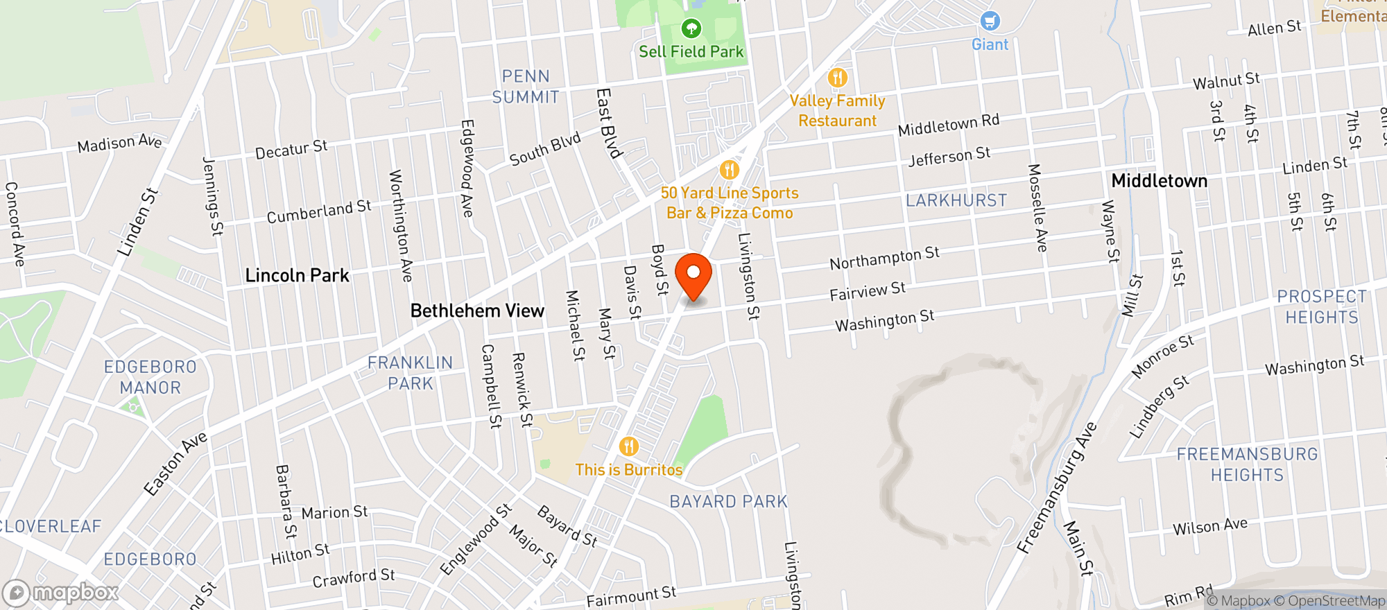 Map showing Cigarette Outlet Bethlehem