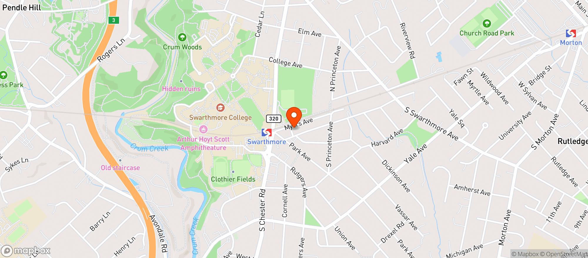 Map showing Swarthmore CO-OP