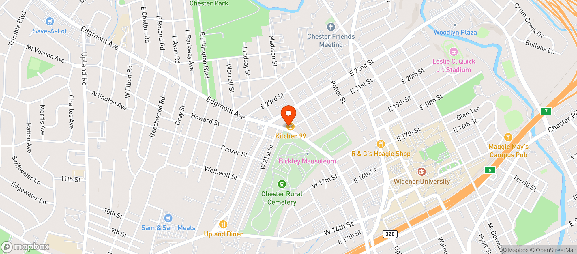 Map showing Kitchen 99 Deli