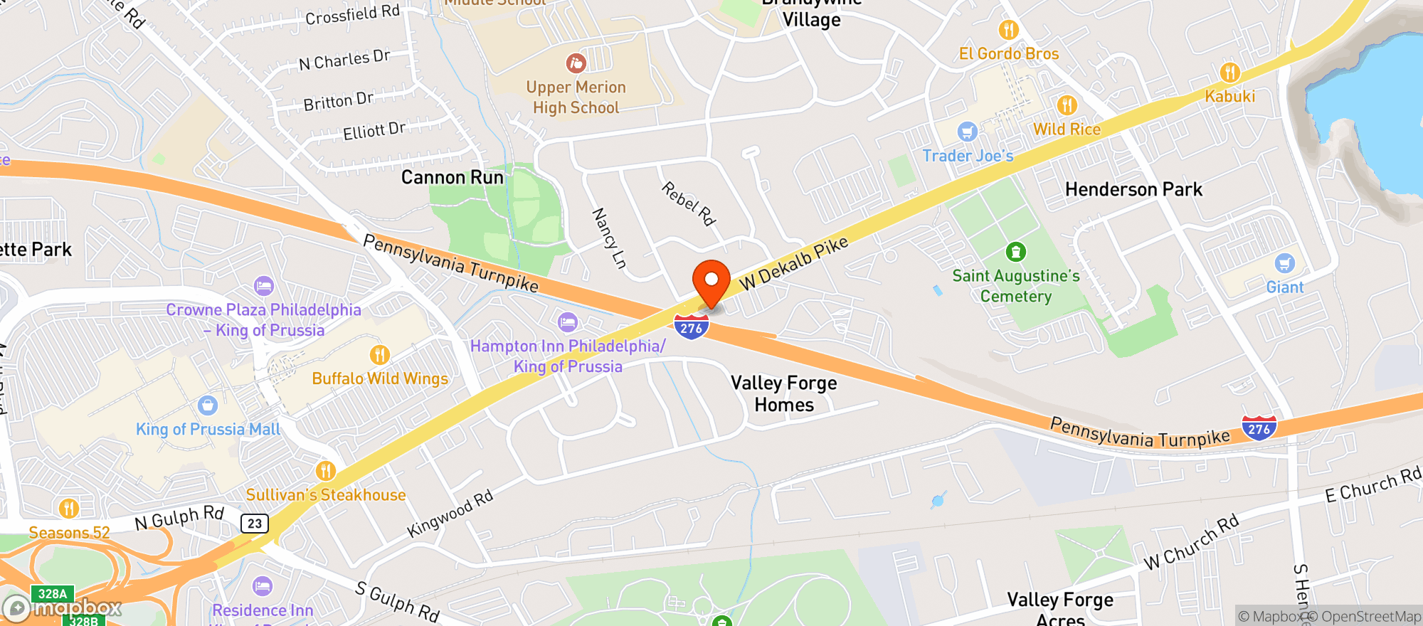 Map showing Sunoco Gas Station