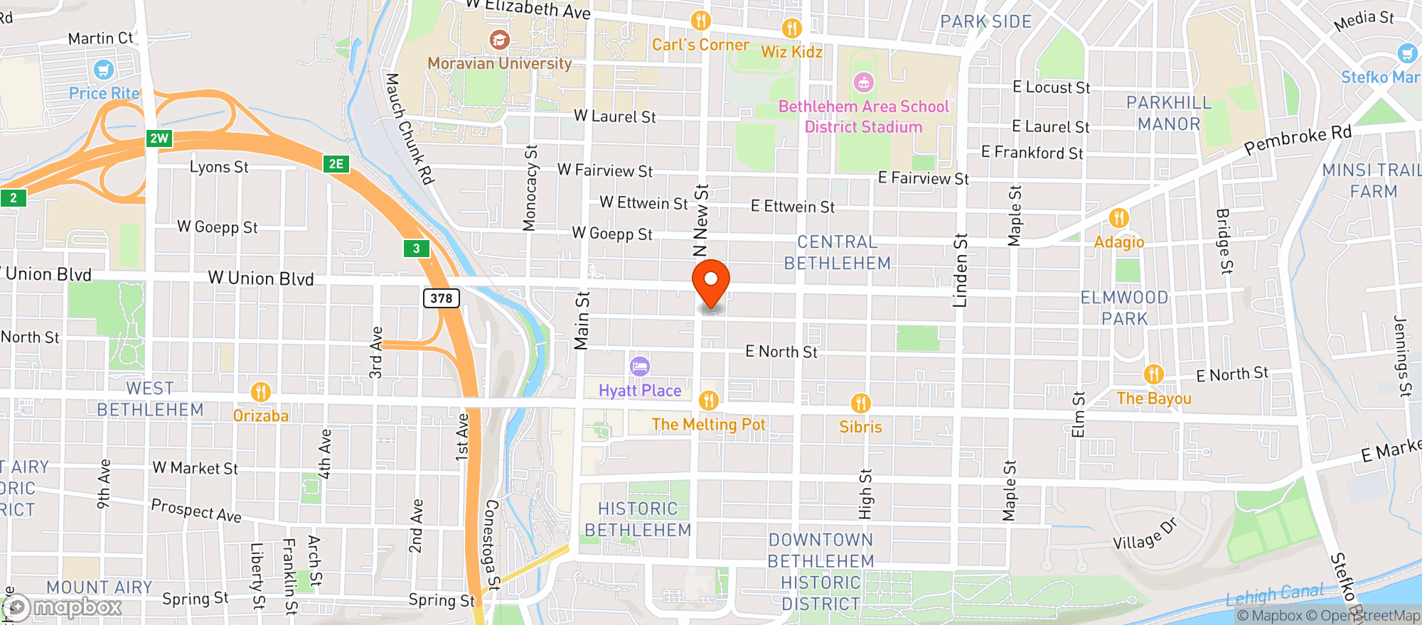 Map showing The New Street Pub