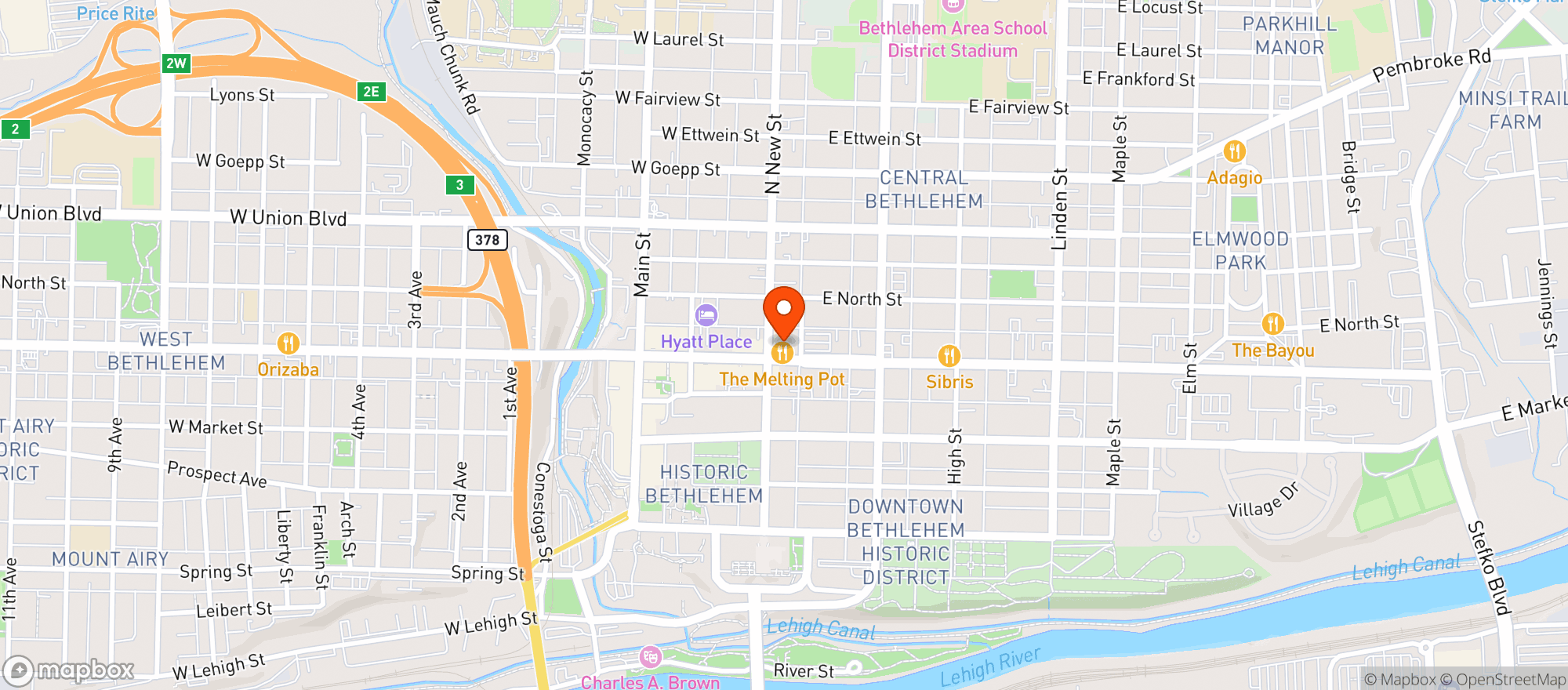 Map showing Melting Pot Restaurant #1035