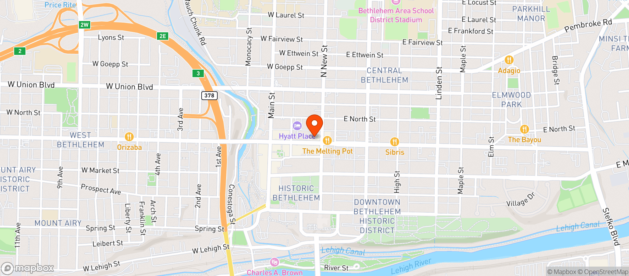 Map showing Joes Tavern