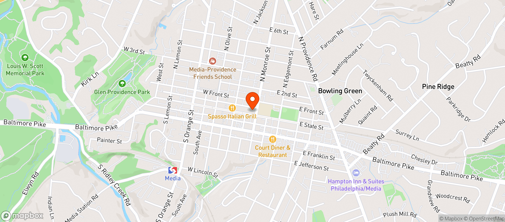 Map showing STATE STREET PUB - MEDIA