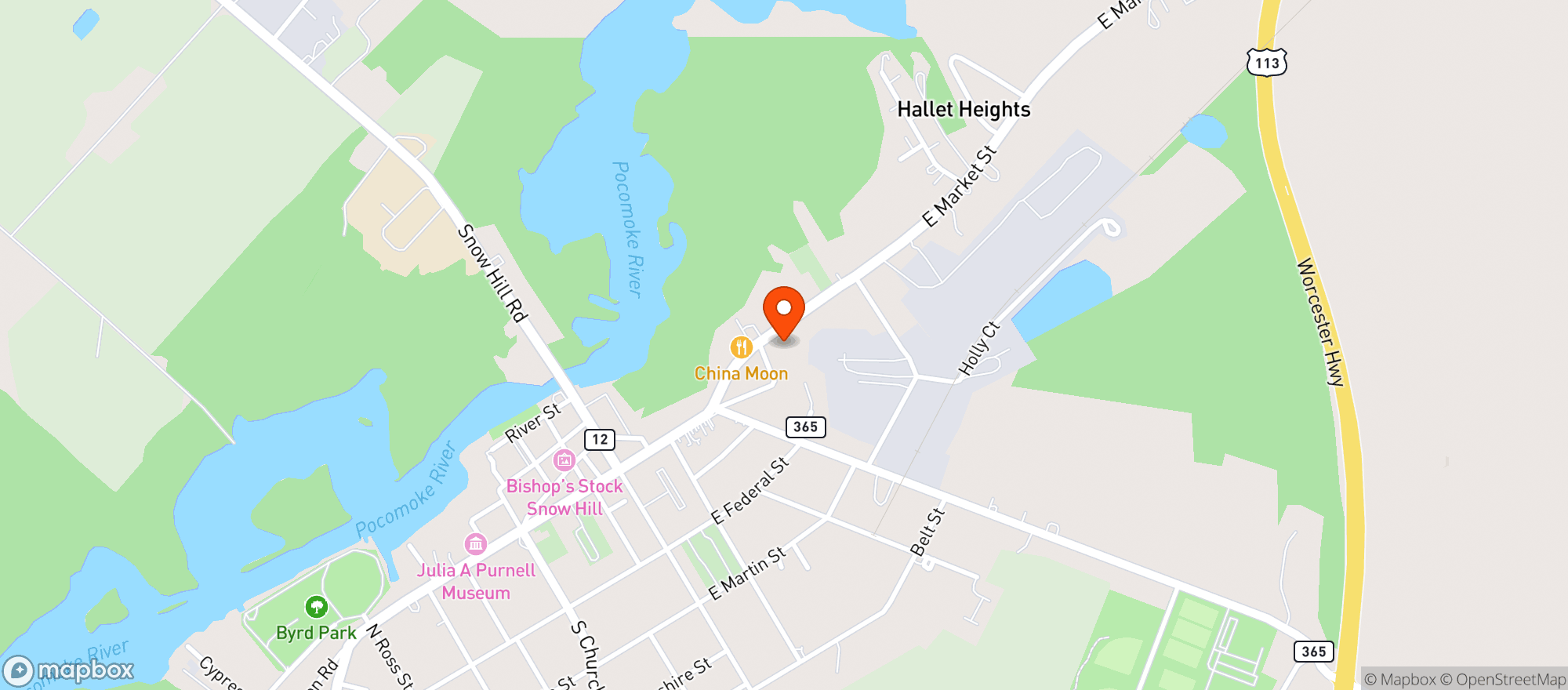 Map showing Town Market Basket