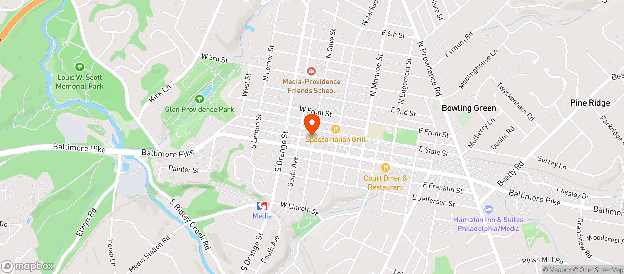 Map showing Ariano's Restaurant